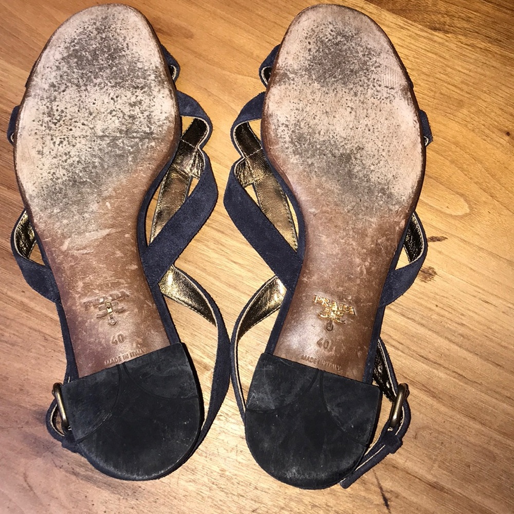 Prada Women's Blue and Gold Sandals - Picture 2 of 2